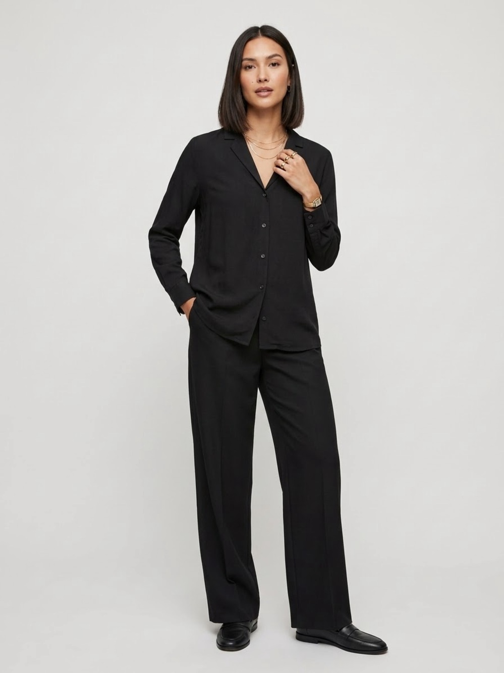 ASOS DESIGN Long Sleeve Camp Collar Button Down Shirt Blouse Top